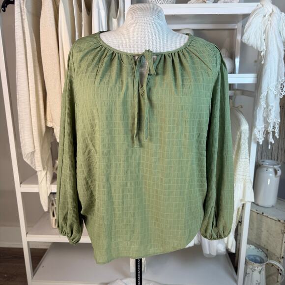Women's green peasant blouse Plus sz. 2X soft Prairie core peasant #4434 - Picture 1 of 7